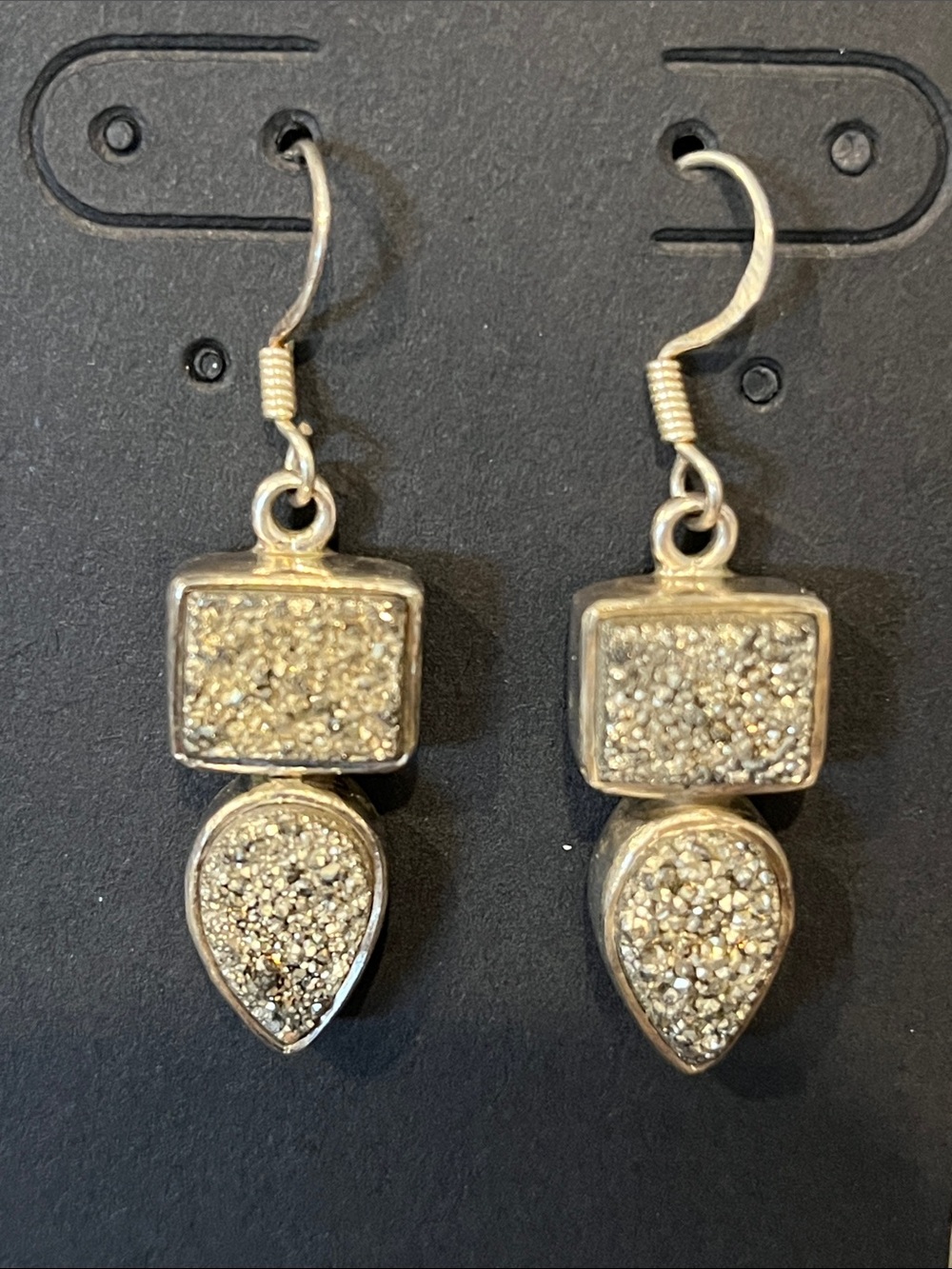 Sterling Pyrite Druzy Earrings